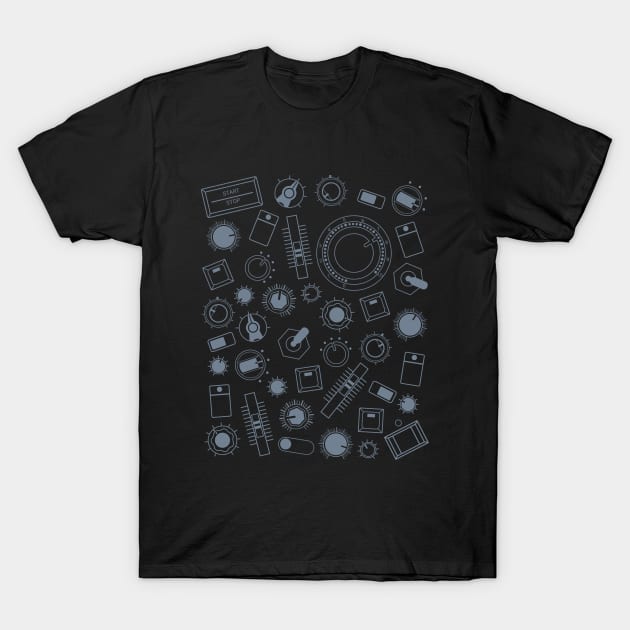 Vintage Analogue Synthesizer Controls T-Shirt by Atomic Malibu